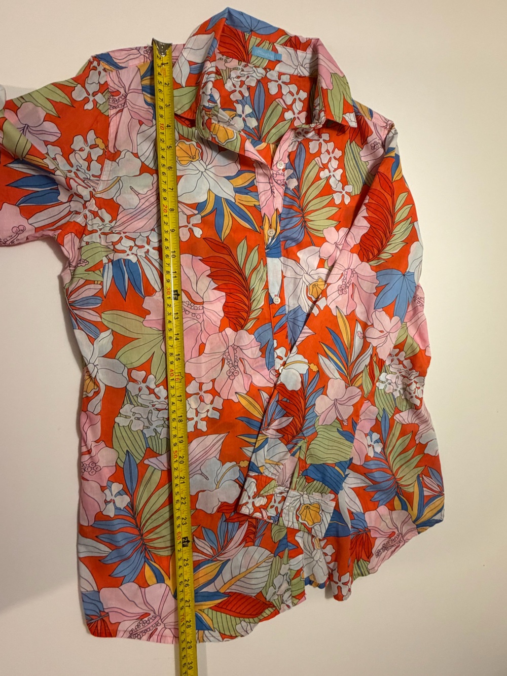 J.McLaughlin Women's Britt Linen Shirt Blouse Coconut Grove Tropical Floral Sz L - Picture 7 of 7